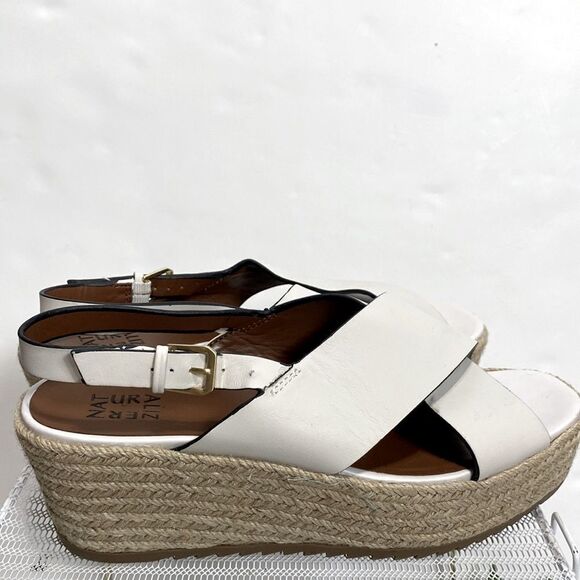 Naturalizer White Slingback Espadrille Sandals A Cross-band Wedges size 12 Wide - Picture 10 of 14